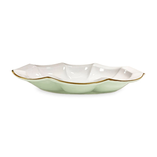 Encanto Devon Oval Platter - Pistachio and White