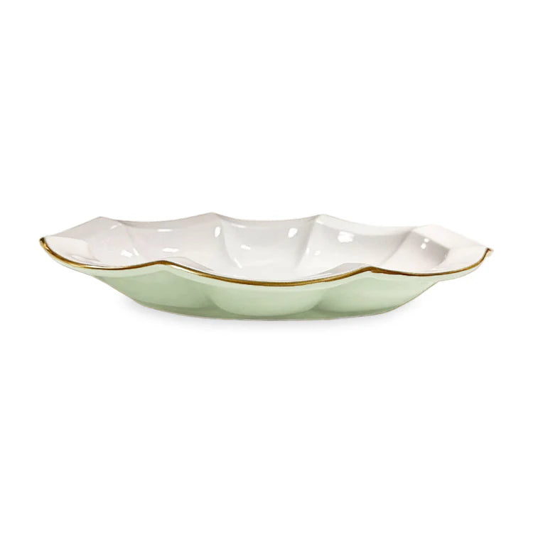 Beatriz Ball Encanto Devon Oval Platter in Pistachio & White