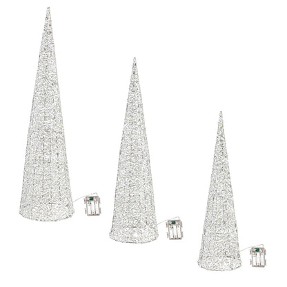 Lighted Silver and Gold Christmas Tree Décor - Set of 3