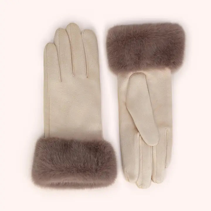 Bettina Faux Suede Fur Gloves