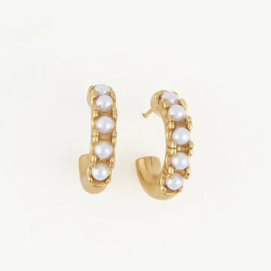 Waterproof Pearl Loop Earrings