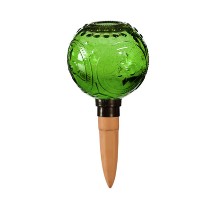 Embossed Glass Plant Watering Globe with Terracotta Spike