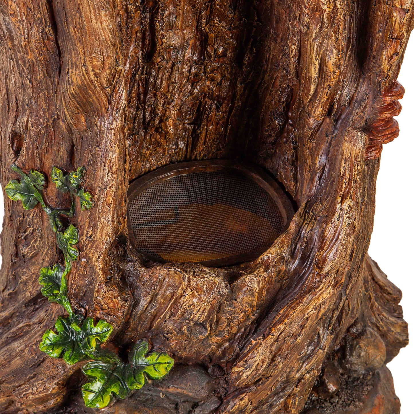 Tree Trunk Stump fountain with Leaves & LED Light