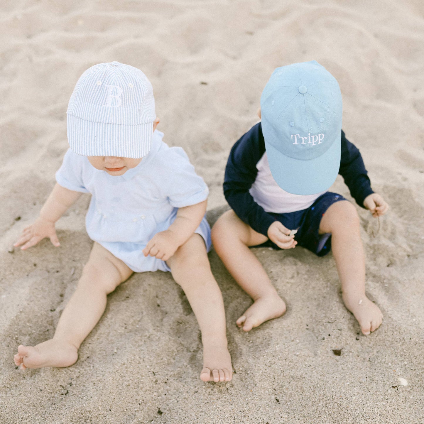 Baseball Hat in Seersucker Blue - Baby