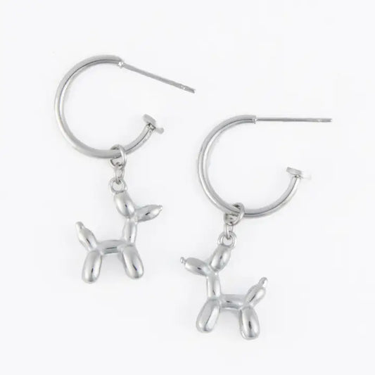 Dog Charm C Hoop Earrings