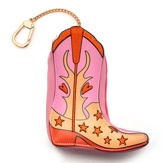 2-in-1 Bag Charm & Reusable Shopper Bag - Pink Cowgirl Boot