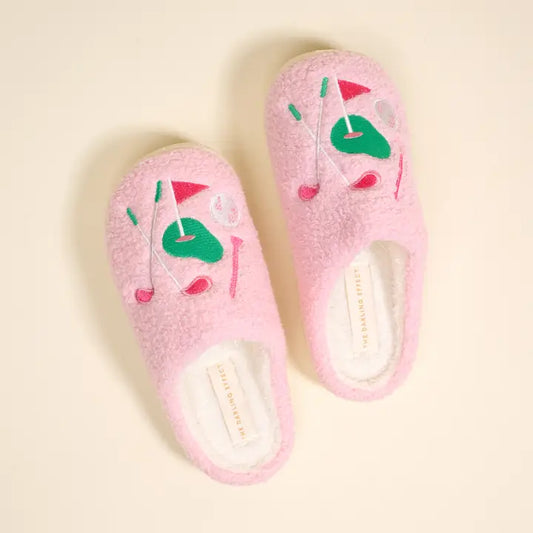 Fuzzy Golf Themed Slippers