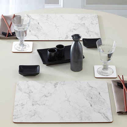 CounterArt White Marble Hardboard Cork-Back Placemats