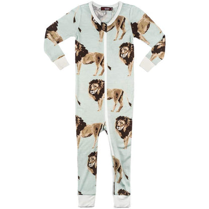 MilkBarn Lion Bamboo Zipper Footed Romper