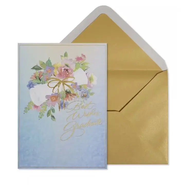 Diploma and Flowers Graduation Card