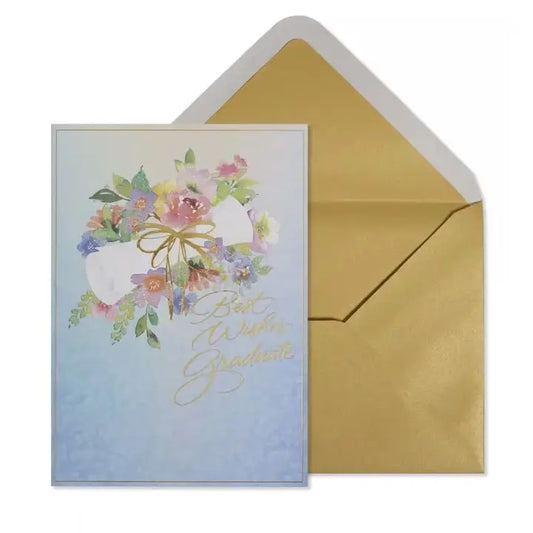 Diploma and Flowers Graduation Card