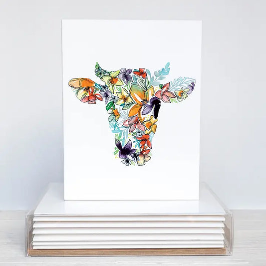 Amanda Klein Co. Cow Floral Note Card Stationery Set