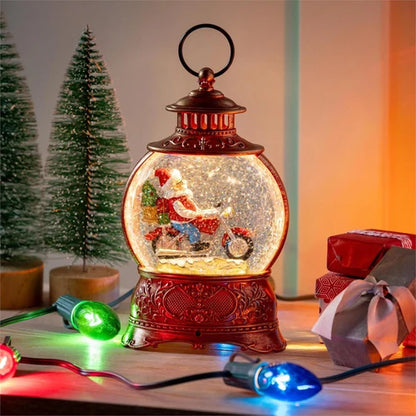 Santa on Motorcycle Lantern