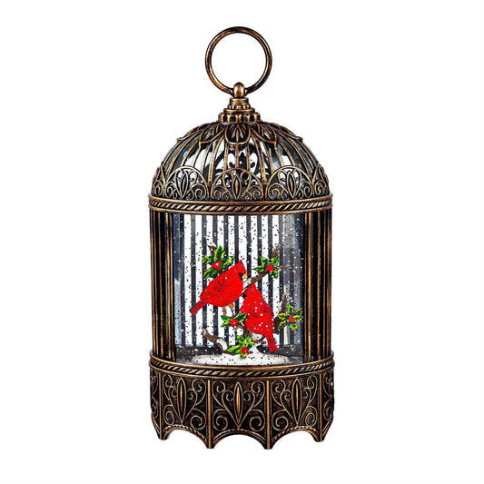 LED Holiday Cardinal Birdcage Water Lantern