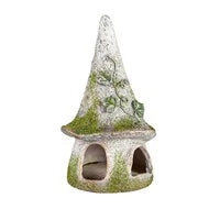 8" Faux Moss Fairy Cottage Statuary