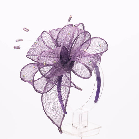 Elegant Loop Sinamay Ribbon Bow Headband Fascinator