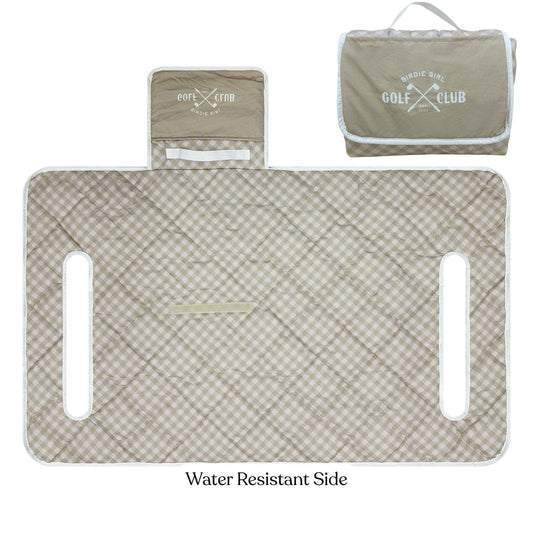 Birdie Gingham Neutral Golf Cart Seat Cover