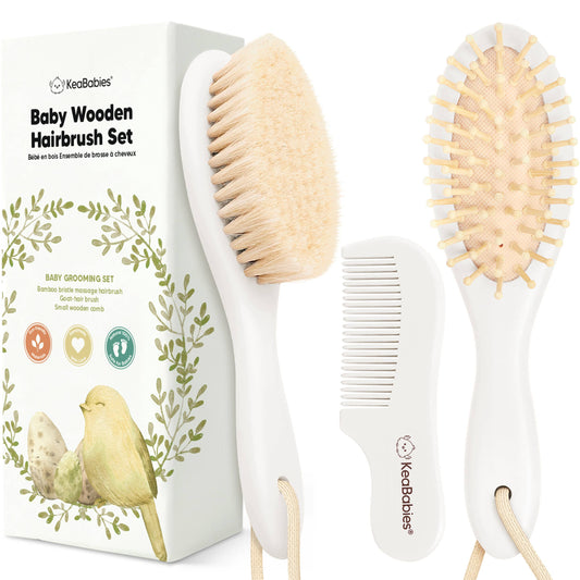 KeaBabies Baby Hair Brush and Comb Set: Vanilla