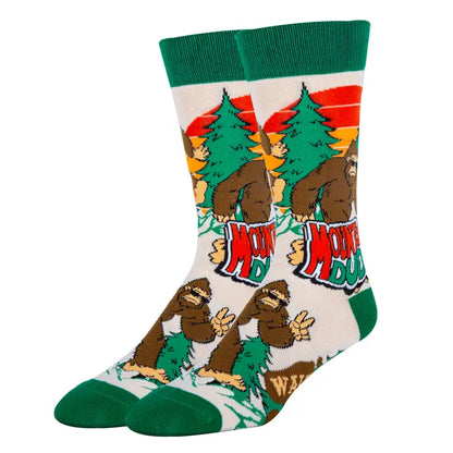 Mountain Dude Novelty Bigfoot Crew Socks