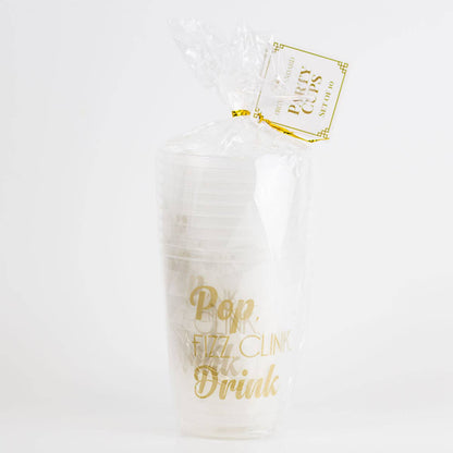 "Pop Fizz Clink Drink" Plastic Frosted Cups