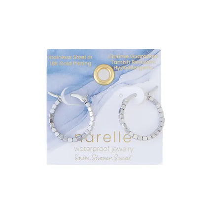 Waterproof Earrings Square Beaded Hoop