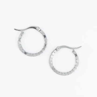 Waterproof Earrings Square Beaded Hoop