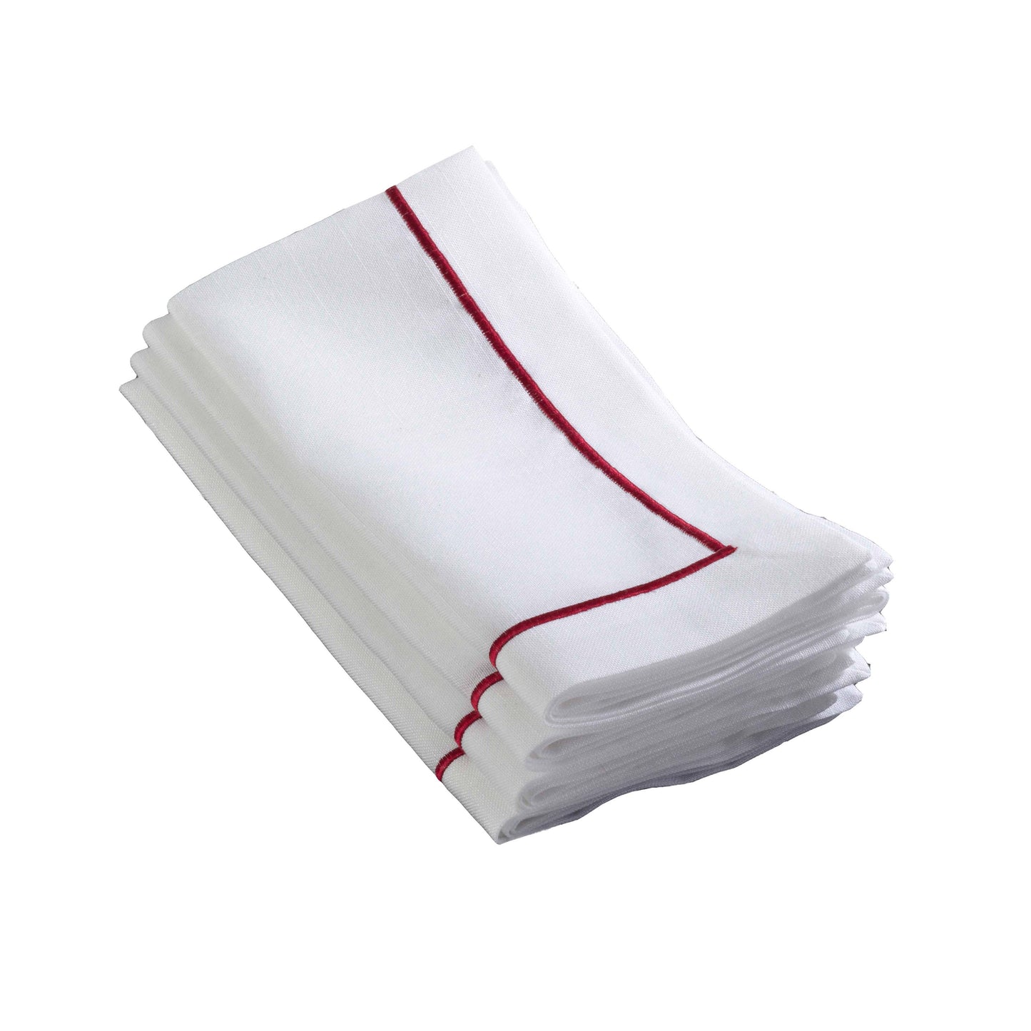 Embroidered Line Design Napkin: Red