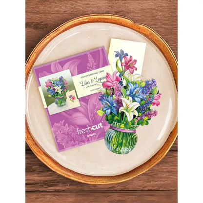 Lilies & Lupines Pop-Up Bouquet Blank Greeting Card
