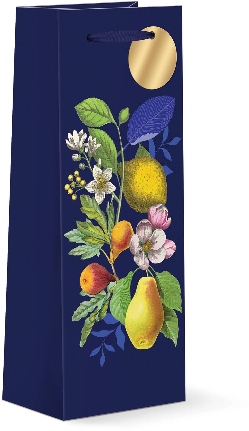 Vintage Fruit Navy Wine Bag