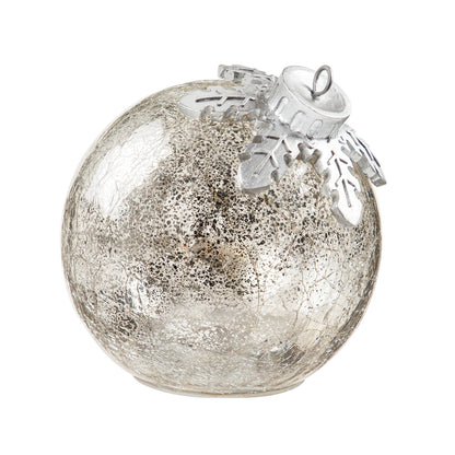 LED Silver Mercury Crackle Glass Tabletop Ornament