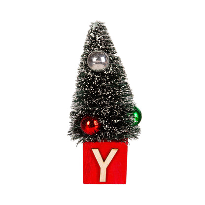 Holiday JOY Bottle Brush Tree Table Decor Set