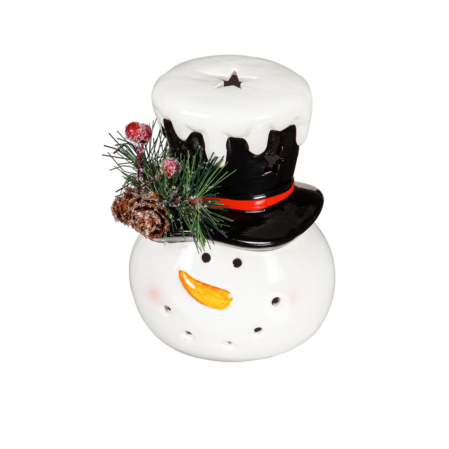 Holiday LED Ceramic Snowman Head Table Decor - 5"