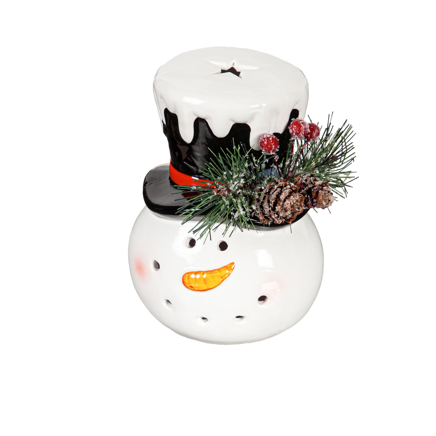 Holiday LED Ceramic Snowman Head Table Decor - 5"