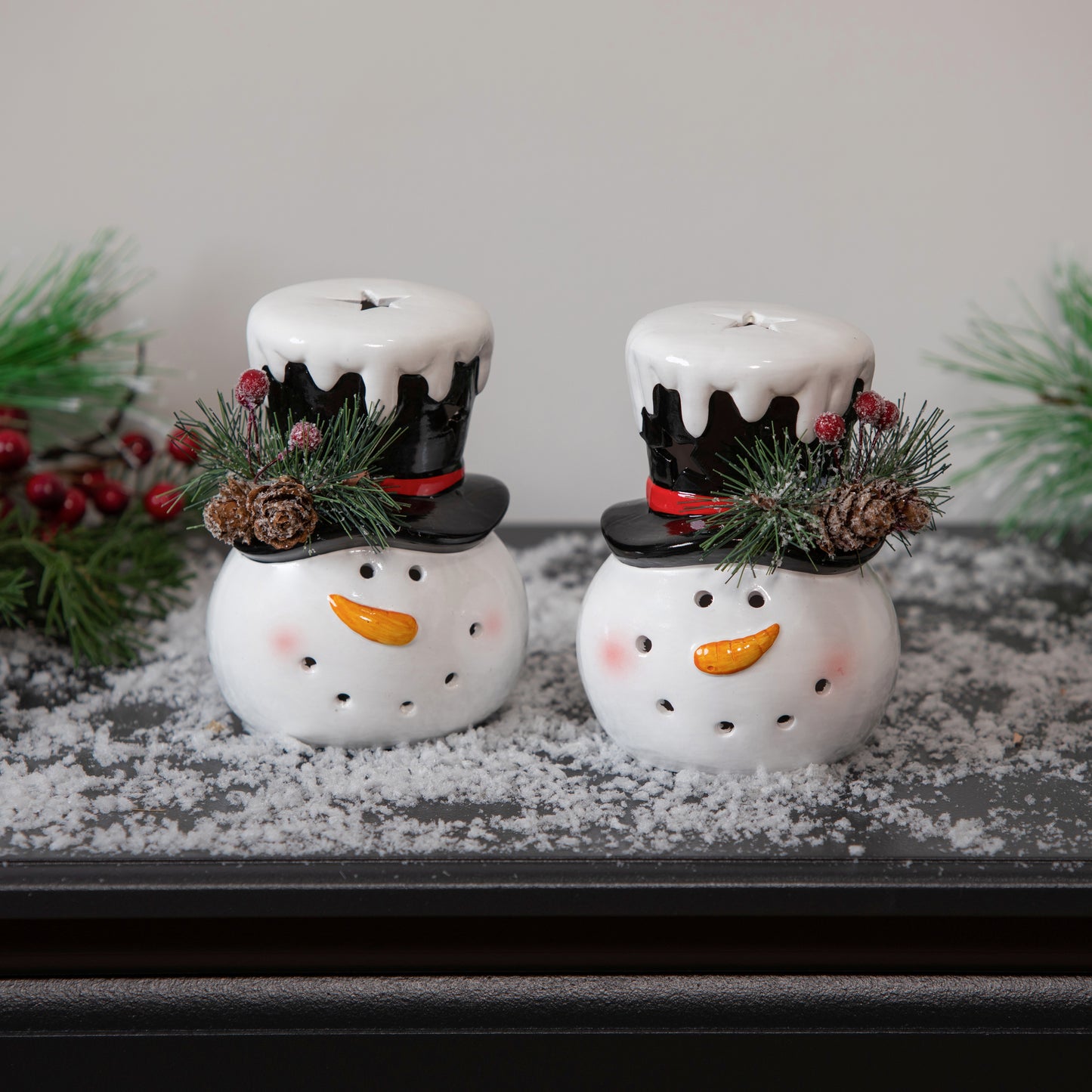 Holiday LED Ceramic Snowman Head Table Decor - 5"