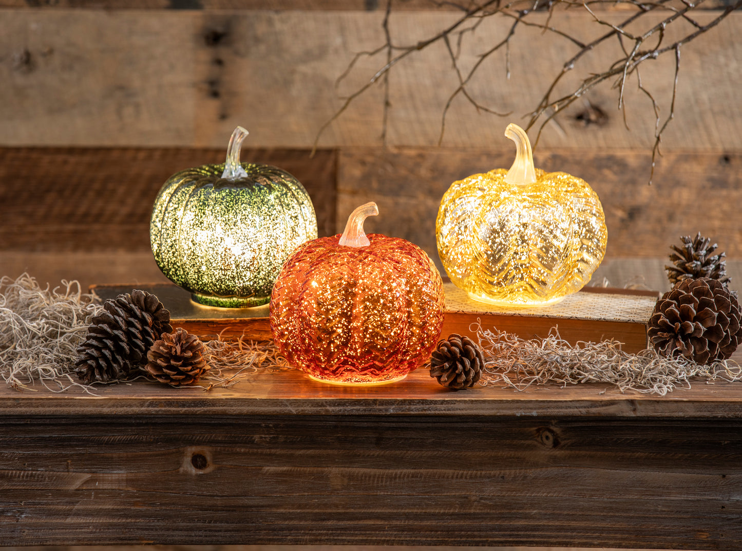 LED Light Up Glass Pumpkin