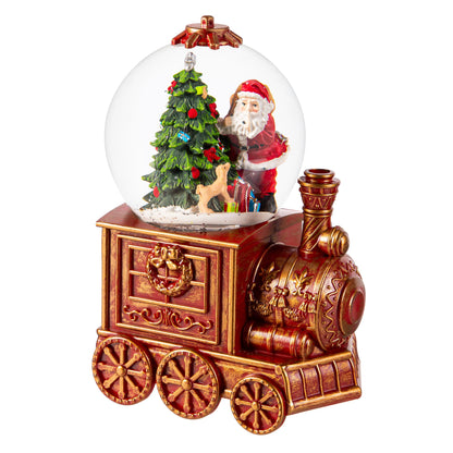 LED Spinning Water Lantern with Santa and Christmas Tree - 7.5"