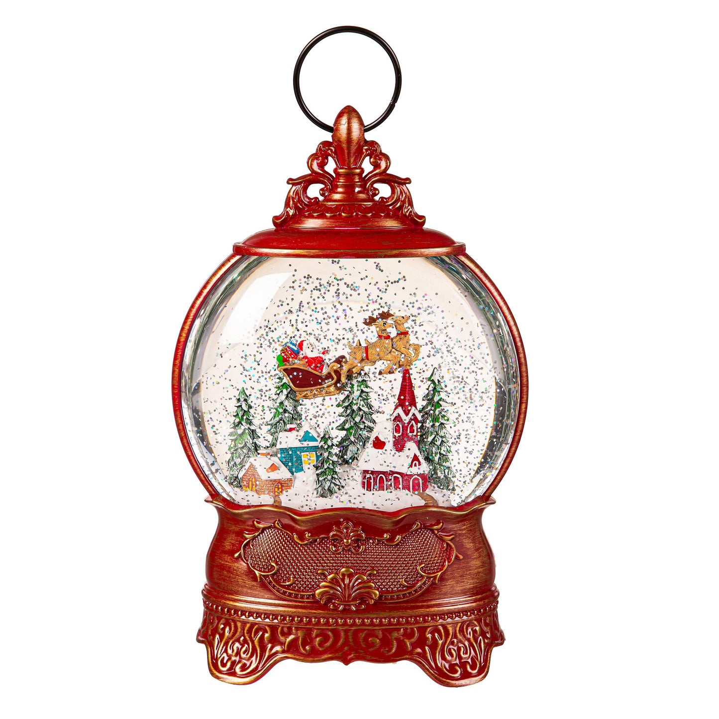 LED Holiday Antique Water Globe with Santa in Sleigh - 10.5"