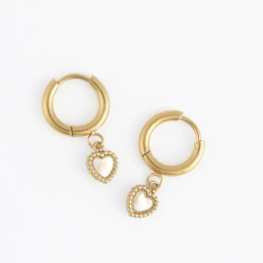 Gold Heart Huggie Hoop Earrings