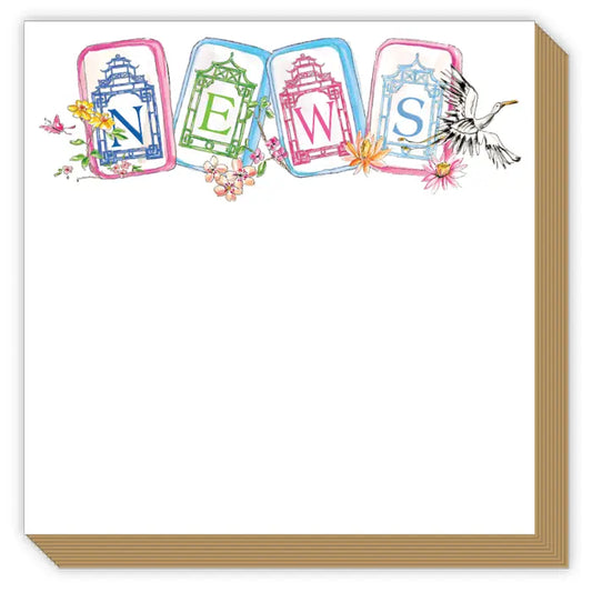 News Mahjong Tiles with Flowers Luxe Notepad