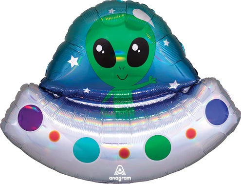 Alien Space Ship Holographic Balloon-28"