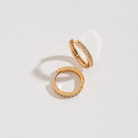 Small Pave Silver & Gold Hoop Earrings