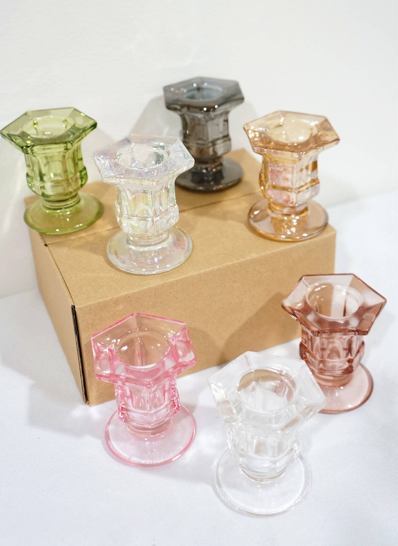 Glass Candlestick Taper Candle Holders