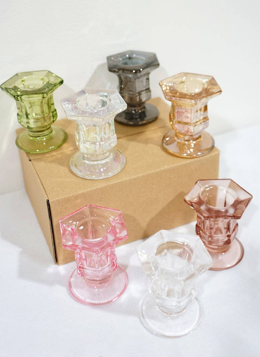 Glass Candlestick Taper Candle Holders