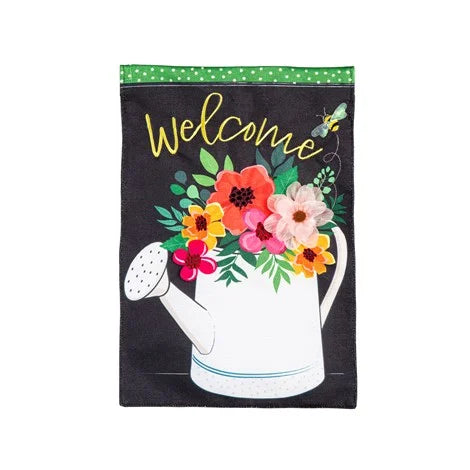 Watering Can Welcome Garden Flag