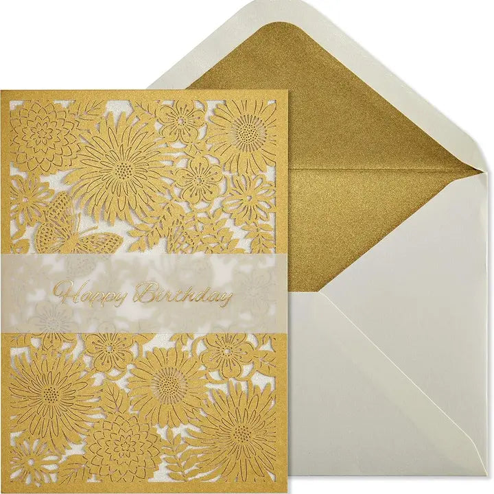 Laser Cut Floral Birthday Card