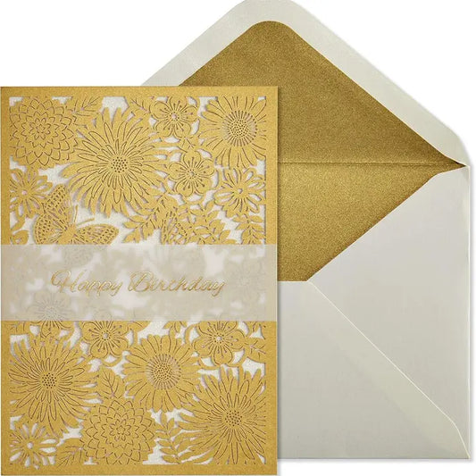 Laser Cut Floral Birthday Card