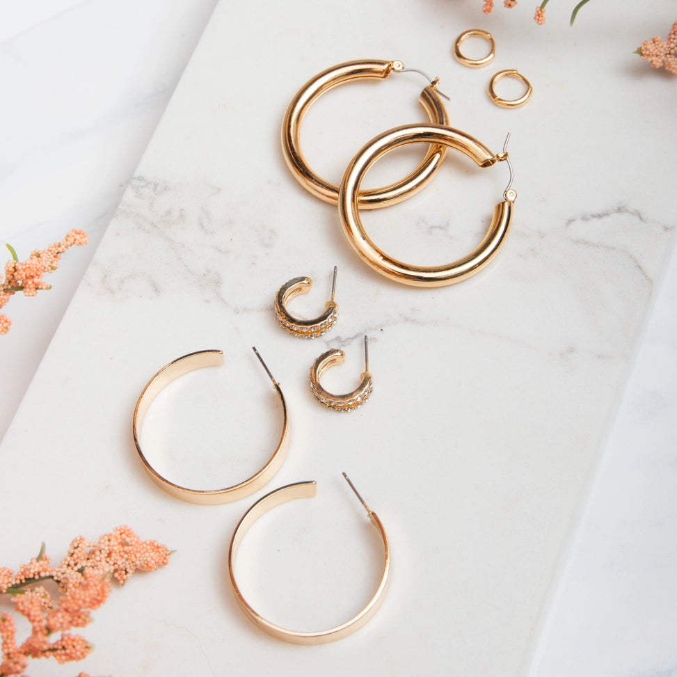 Small Pave Silver & Gold Hoop Earrings