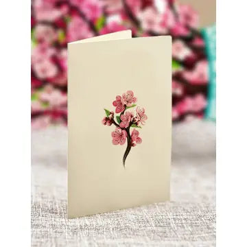 Cherry Blossom Pop-Up Bouquet Blank Greeting Card