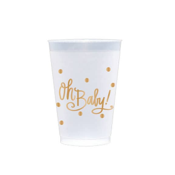 Baby Shower "Oh Baby!" Frosted Plastic Party Cups