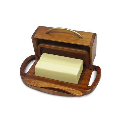 Butterie Acacia Wood Flip-Top Butter Dish And Spreader